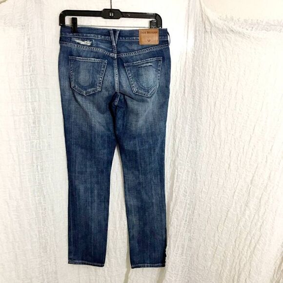 True Religion "Cameron" Patched Distressed Jeans Size 25 - Picture 3 of 12